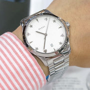 Gucci G Timeless Silver Dial Silver Steel Strap Watch For Women - YA1264028