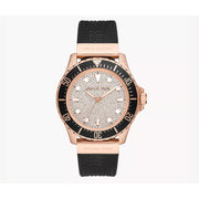 Michael Kors Everest Analog Rose Gold Dial Black Silicone Strap Watch For Women - MK7358