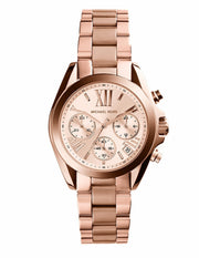 Michael Kors Runway Chronograph Rose Gold Dial Rose Gold Steel Strap Watch For Women - MK5778