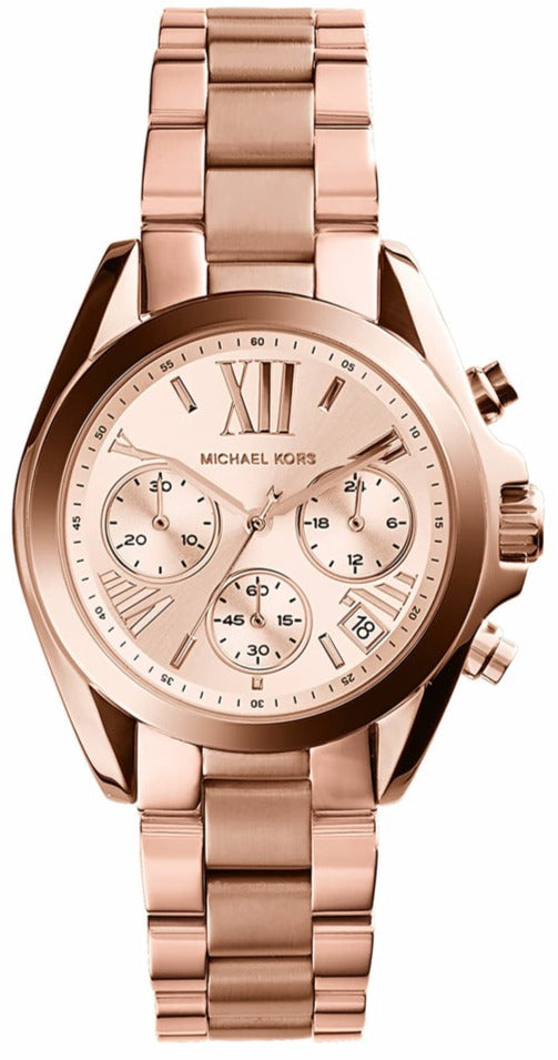 Michael Kors Runway Chronograph Rose Gold Dial Rose Gold Steel Strap Watch For Women - MK5778