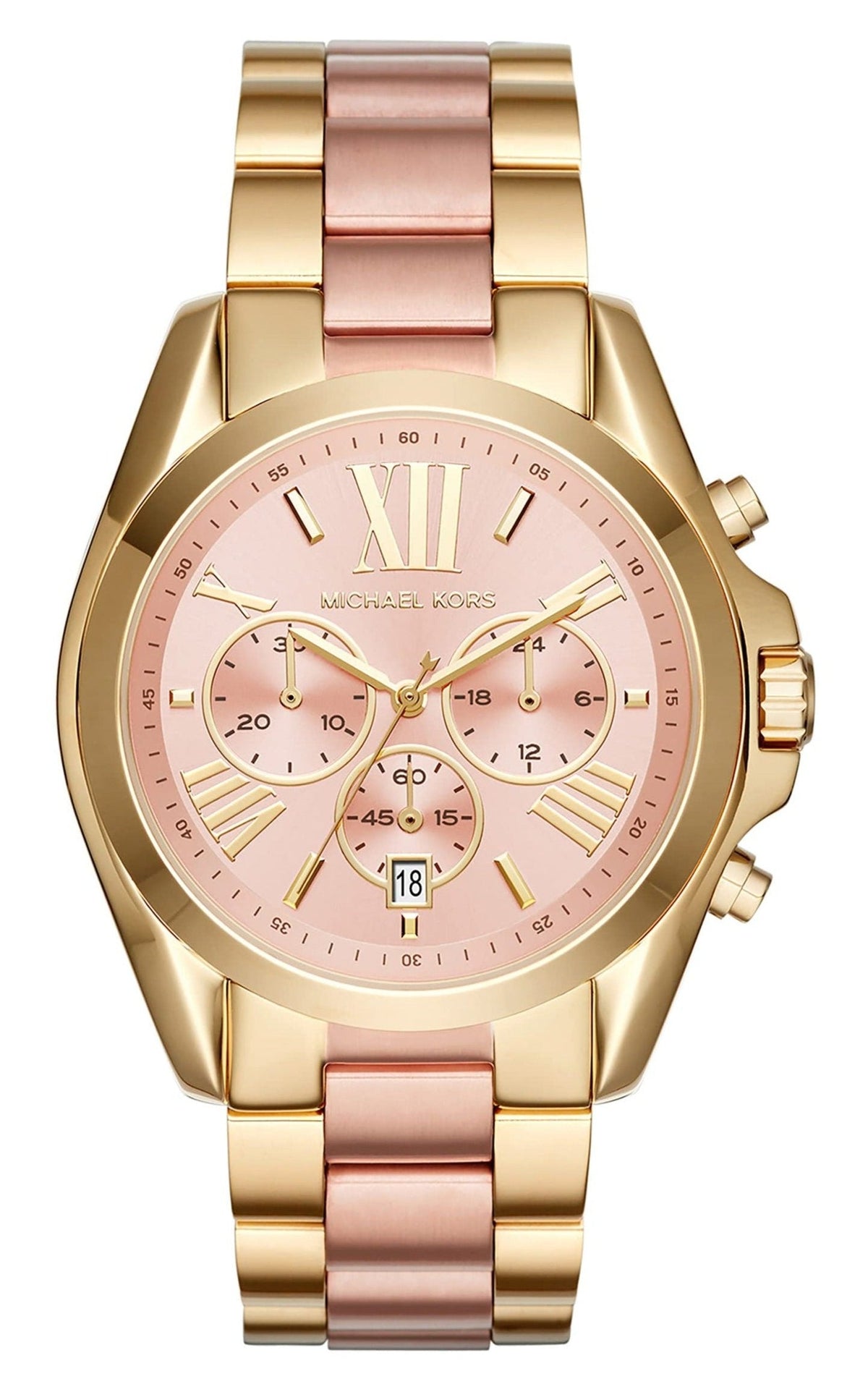 Michael Kors Bradshaw Gold Dial Two Tone Steel Strap Watch for Women - MK6359