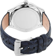 Michael Kors Benning Three Hand Silver Dial Blue Leather Strap Watch For Men - MK8930