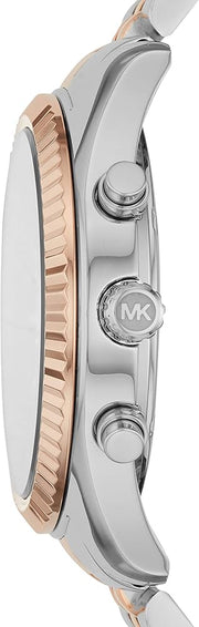 Michael Kors Lexington Chronograph Crystals Black Dial Two Tone Steel Strap Watch for Men - MK8714