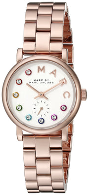 Marc Jacobs Baker White Dial Rose Gold Steel Strap Watch for Women - MBM3441