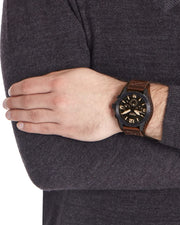 Fossil Nate Chronograph Brown Dial Brown Leather Strap Watch for Men - JR1511