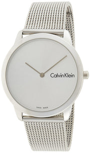 Calvin Klein Minimal Silver Dial Silver Mesh Bracelet Watch for Men - K3M211Y6