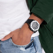 Guess Formula Chronograph Black Dial Black Silicone Strap Watch For Men - GW0579G1