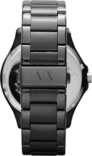 Armani Exchange Hampton Chronograph Black Dial Black Steel Strap Watch For Men - AX2121