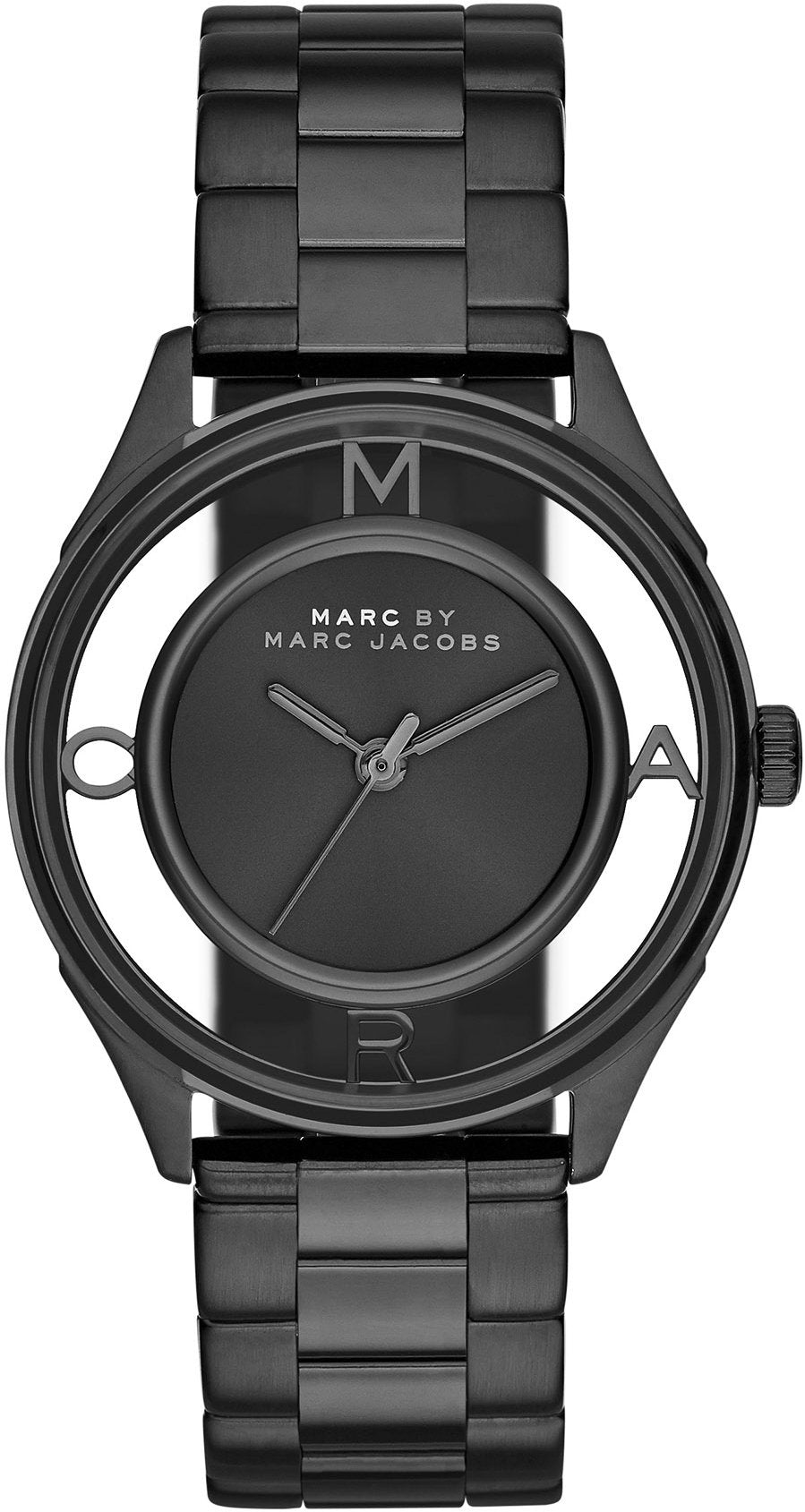 Marc Jacobs Tether Transparent Black Dial Black Steel Strap Watch for Women - MBM3415