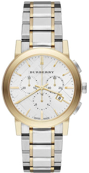 Burberry The City White Dial Two Tone Steel Strap Watch for Men - BU9751