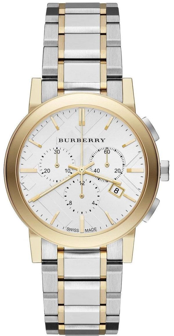 Burberry The City White Dial Two Tone Steel Strap Watch for Men - BU9751