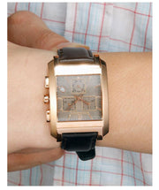 Burberry Heritage Chronograph Square Grey Dial Brown Leather Strap Watch for Men - BU1566
