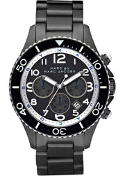 Marc Jacobs Rock Chronograph Limited Edition Gray Dial Gray Steel Strap Watch for Women - MBM5025
