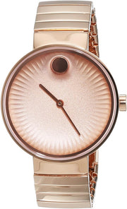 Movado Edge Rose Gold Dial Rose Gold Steel Strap Watch for Women - 3680013