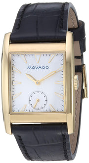 Movado Heritage Mother of Pearl White Dial Black Leather Strap Watch For Women - 3650050
