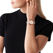 Michael Kors Bradshaw Chronograph Rose Gold Dial Rose Gold Steel Strap Watch for Women - MK5799