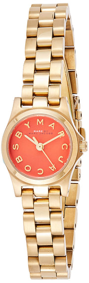 Marc Jacobs Henry Dinky Red Dial Gold Steel Strap Watch for Women - MBM3202