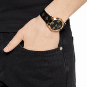Gucci G Timeless Bee Motif Black Dial Black Leather Strap Watch For Women - YA1264055
