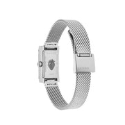 Gucci G Frame Quartz Diamonds Green & Red Mother of Pearl Dial Silver Mesh Bracelet Watch For Women - YA147510