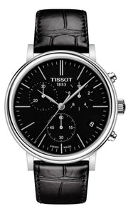 Tissot Carson Premium Chronograph Black Dial Black Leather Strap Watch For Men - T122.417.16.051.00