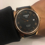 Tissot T Classic Le Locle Automatic Black Dial Black Leather Strap Watch For Men - T41.5.423.53