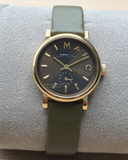 Marc Jacobs Baker Olive Green Dial Olive Green Leather Strap Watch for Women - MBM1328