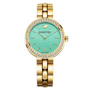 Swarovski Daytime Crystals Turquoise Dial Gold Steel Strap Watch for Women - 5182212