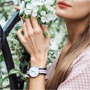 Daniel Wellington Classic Southampton White Dial Three Tone Nylon Strap Watch For Women - DW00100050