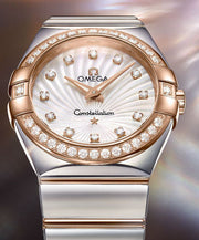 Omega Constellation Diamonds Mother of Pearl Dial Two Tone Steel Strap Watch for Women - 123.25.27.60.55.006