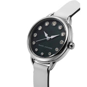 Marc Jacobs Betty Mother of Pearl Black Dial White Leather Strap Watch for Women - MJ1512