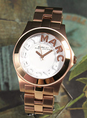 Marc Jacobs Rivera White Dial Rose Gold Steel Strap Watch for Women - MBM3135