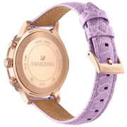 Swarovski Octea Lux Chrono Purple Dial Purple Leather Strap Watch for Women - 56322638