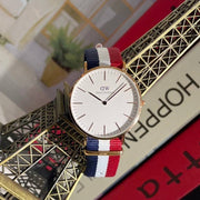 Daniel Wellington Classic Cambridge White Dial Two Tone NATO Strap Watch For Men - DW00100003
