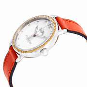 Coach Delancey White Dial Orange Leather Strap Watch for Women - 14502880
