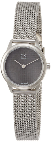 Calvin Klein Minimal Grey Dial Silver Mesh Bracelet Watch for Women - K3M2312X