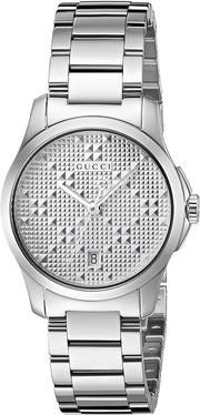 Gucci G Timeless Quartz Silver Dial Silver Steel Strap Watch For Women - YA126551