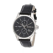 Hugo Boss Jet Chronograph Black Dial Black Leather Strap Watch for Men - 1513279