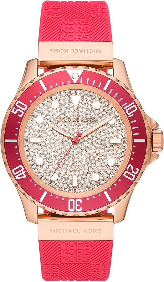 Michael Kors Everest Analog Rose Gold Dial Pink Silicone Strap Watch For Women - MK7359