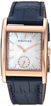 Movado Heritage Mother of Pearl White Dial Blue Leather Strap Watch For Women - 3650052