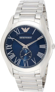 Emporio Armani Valente Quartz Blue Dial Silver Steel Strap Watch For Men - AR11085