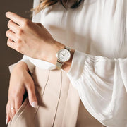 Daniel Wellington Classic Petite Evergold White Dial Gold Mesh Bracelet Watch For Women - DW00100350