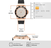 Michael Kors Everest Analog Rose Gold Dial Black Silicone Strap Watch For Women - MK7358