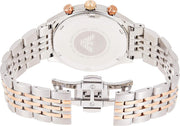 Emporio Armani Zeta Chronograph Quartz White Dial Two Tone Steel Strap Watch For Men - AR1998