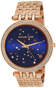 Michael Kors Darci Blue Dial Rose Gold Steel Strap Watch for Women - MK3728