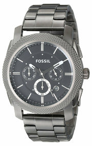 Fossil Machine Chronograph Black Dial Grey Steel Strap Watch for Men - FS4662