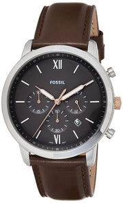 Fossil Neutra Chronograph Black Dial Brown Leather Strap Watch for Men - FS5408