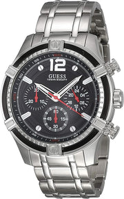 Guess Circuit Chronograph Black Dial Silver Steel Strap Watch For Men - W0968G1