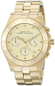 Marc Jacobs Blade Chronograph Gold Dial Gold Steel Strap Watch for Women - MBM3101