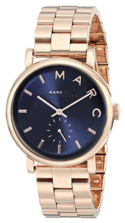 Marc Jacobs Baker Navy Blue Dial Rose Gold Steel Strap Watch for Women - MBM3332