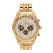 Michael Kors Lexington Crystals Gold Dial Gold Steel Strap Watch for Men - MK8494